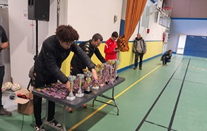 Un petit retour sur le tournoi U8/U9 du Samedi 21 Décembre 2024…(Halle des sports Pascal Grousset).

Belle réussite, pas de souci majeur. Une journée appréciée par l’ensemble des éducateurs présents. 16 équipes prévues au départ représentant 8  clubs, aucune absence, le top… Plus de 100 joueurs sinon plus, une belle affluence, de l’ambiance, une salle comble.  Au-delà des résultats, un moment sympathique, sans fausse note, et la plus belle des récompenses, le sourire de tous les enfants. Ce plaisir de jouer, de gagner évidemment mais aussi d’en accepter la défaite, même si par instant quelques larmes coulèrent, le temps d’effacer la frustration d’un résultat négatif. S’amuser dans un bon état d’esprit, avec des encadrements à la hauteur de l’évènement, une belle journée, longue mais passionnante. La remise des récompenses pour toutes les équipes, un bonheur partagé... Merci aux joueurs, nos jeunes arbitres U14 et U15 présents,  éducateurs, dirigeants, supporters, parents, grands parents des différents clubs de nous avoir honoré de leurs présences, d’avoir également contribué au bon déroulement de ce tournoi, ainsi qu’à la Municipalité de St Leu pour les nombreuses aides techniques et la mise à disposition de la Halle des sports. Evidemment, grand Merci à tous les acteurs de notre association qui ont œuvré et participé à la mise en place du matériel, toute la logistique-organisation, la partie sportive, d’où la réussite complète de cette journée.  Au risque d’en oublier, je ne puis les citer toutes et tous, ils ou elles se reconnaitront d’eux même… Le moment tant attendu par les Jeunes, la remise des récompenses après les petits mots respectifs de notre Président, et du speaker Johan Batteux…

Classement final U8/U9 : 1er FC Chambly (1),2ème FC Chambly (2), 3ème USE St Leu (1),4ème EST Ercuis,5ème SFC Champagne (1),6ème FC Esches Fosseuse (1),7ème SFC Champagne (2),8ème ASC Belloy St Martin,9ème AS Bornel (1),10ème RC Précy (1),AS Bornel (2),12èmeFC Esches Fosseuse (2),13ème USE St Leu (2),14ème USE St Leu (4),15ème RC Précy (2),16ème USE St Leu (3).

Vainqueur TAB : Najib (FC Esches Fosseuse).